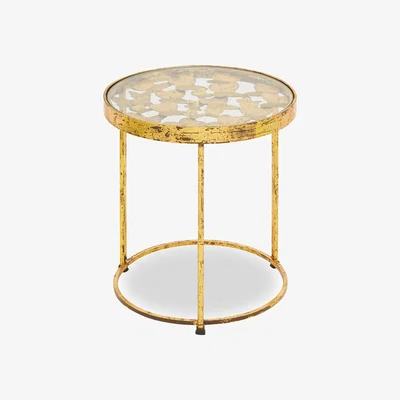 La Redoute Butterfly Design Side Table with Glass Top and Gold Frame