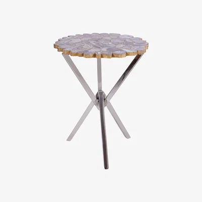 La Redoute Agate Top Side Table with Angular Chrome Legs.