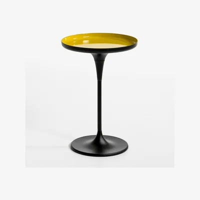 La Redoute Nymphea Pedestal Side Table in Glossy Metal