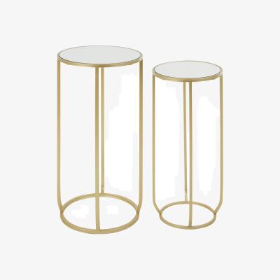 La Redoute Set of 2 Mirrored Side Tables with a Champagne Finish Metal Frame