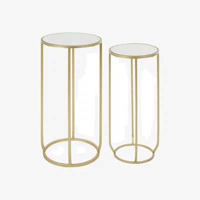 La Redoute Set of 2 Mirrored Side Tables with a Champagne Finish Metal Frame