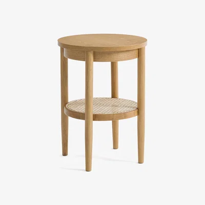 La Redoute Pio Two-Tier Oak & Cane Side Table