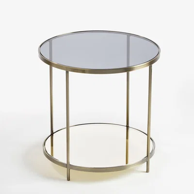 La Redoute Ulupna Two-Tier Side Table in Brass & Glass
