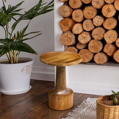 La Redoute Clarinda Sculptural Acacia Wood Pedestal Side Table