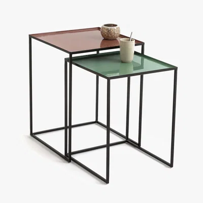 La Redoute Tivara Set of 2 Square Nesting Side Tables in Steel