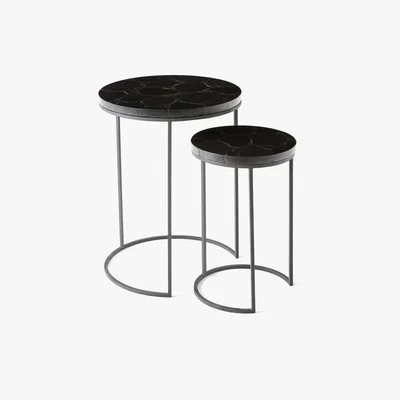 La Redoute Anaximène Nest of 2 Side Tables in Agate & Metal