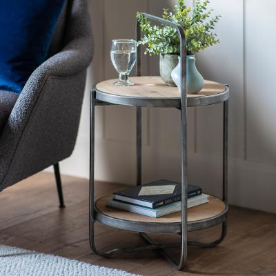 La Redoute Morbi Industrial Round Two Tier Side Table with Handle