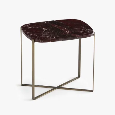 La Redoute Arambo Rectangular Side Table in Marble & Metal
