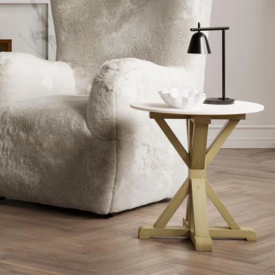 La Redoute Fabiana Marble & Pine Side Table