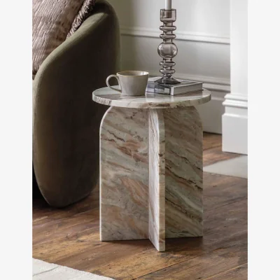 Marks & Spencer Gallery Direct Amalfi Marble Side Table Beige Mix