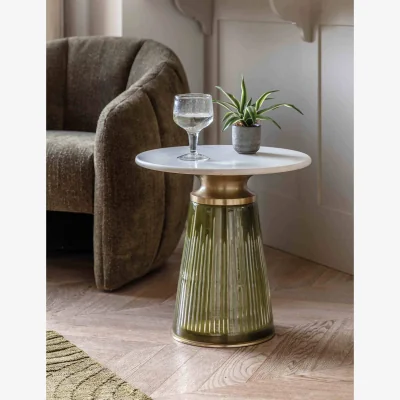 Marks & Spencer Gallery Direct Seville Marble and Glass Side Table Dark Green