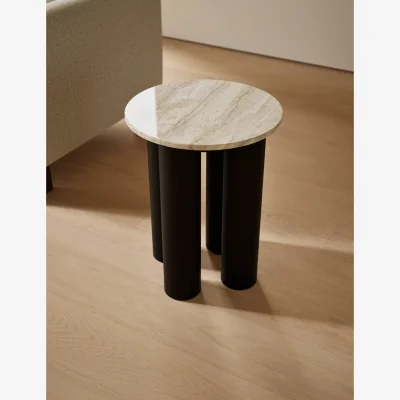 Marks & Spencer Gallery Direct Marble & Mango Wood Side Table Black Mix