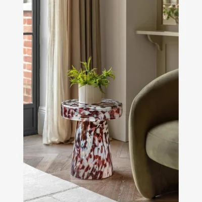 Marks & Spencer Gallery Direct Murano Leopard Glass Round Side Table Brown Mix