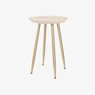 Marks & Spencer M&S  Round Mango Wood and Brass Side Table - Light Natural, Light Natural,Walnut