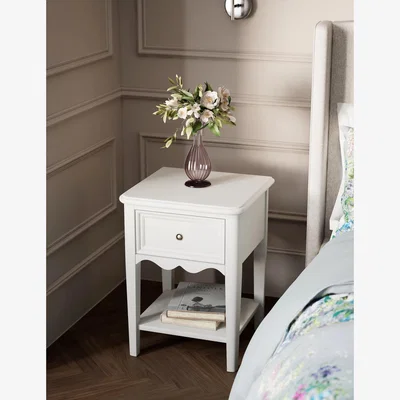 Marks & Spencer M&S Damask Bedside Table - Soft White, Soft White