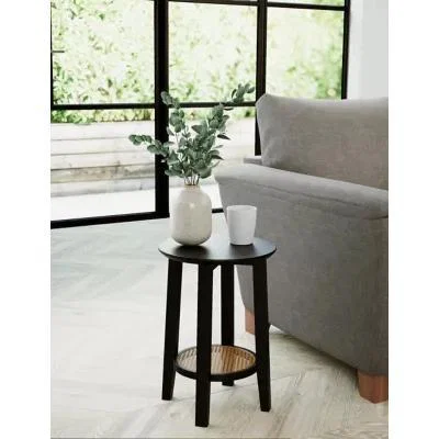 Marks & Spencer M&S Maya Cane Side Table - Natural, Natural,Black Mix