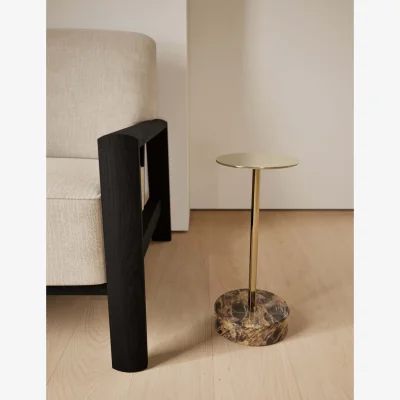 Marks & Spencer Gallery Direct Brass & Marble Base Side Table Antique Brass