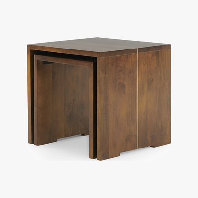 Made.com Anderson Set of 2 Nesting Tables, Mango Wood and Brass