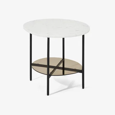 Made.com Tiziana Side Table, White Marble & Amber Glass
