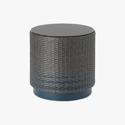 Made.com Bulao Garden side table, Rattan and Blue