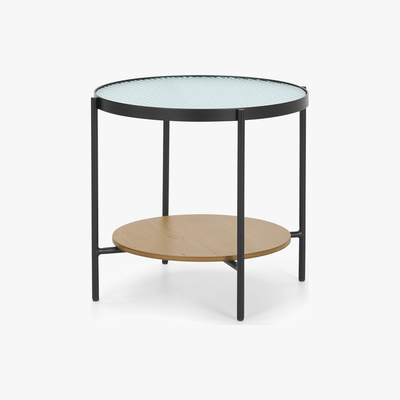 Made.com Kameko Side table, Oak and Textured Glass