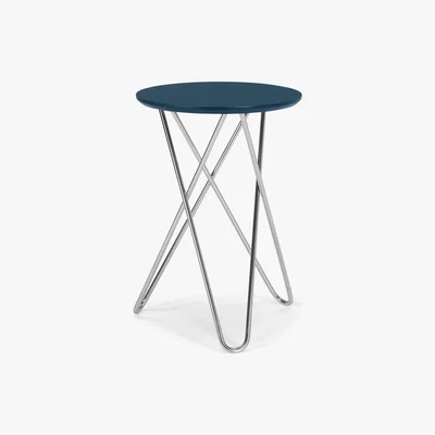 Made.com Eibar Side Table, Blue and Chrome