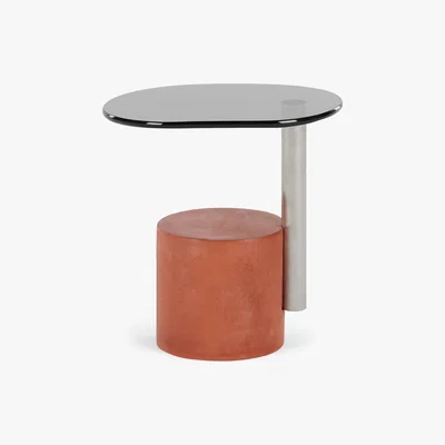 Made.com Calvin Side Table, Brushed Stainless Steel and Coral