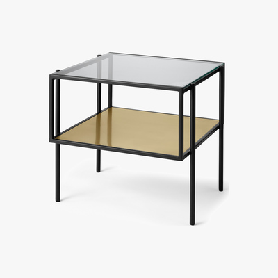 Made.com Cheney Side Table, Glass & Brass