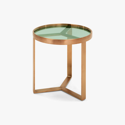 Made.com Aula Side Table, Brushed Copper and Green Glass