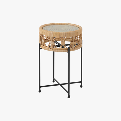 Made.com Moreno Side Table, Natural Cane & Glass