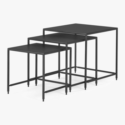 Made.com Solomon Nest of 3 Side Tables, Black