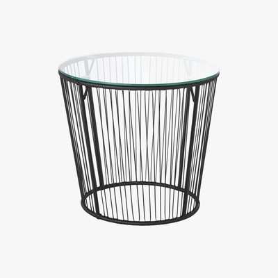 Maisons du Monde Glass and Black Wire Side Table