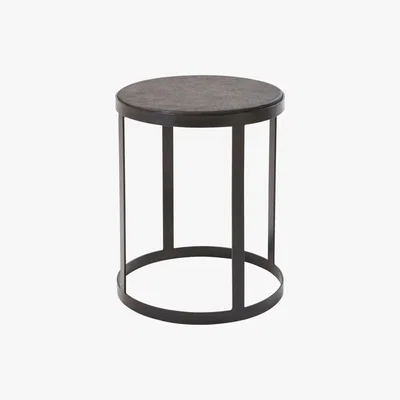 Maisons du Monde Black Stone and Metal Side Table