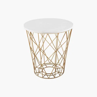 Maisons du Monde Wire End Table with White Marble Top