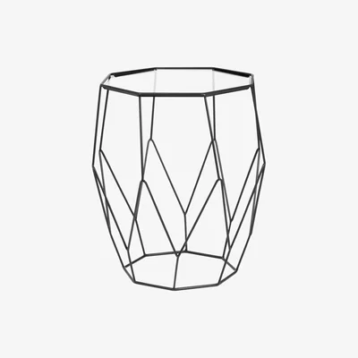 Maisons du Monde Octagonal Black Metal and Glass Side Table