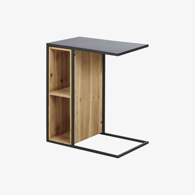 Maisons du Monde Pine and metal side table with compartments