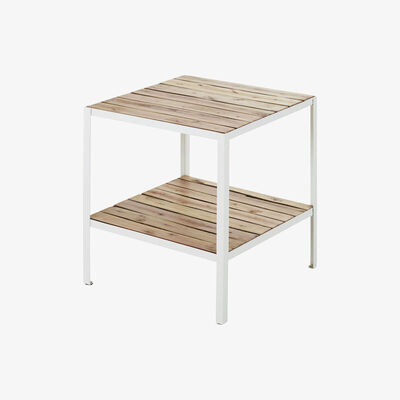 Maisons du Monde Eucalyptus and white metal side table