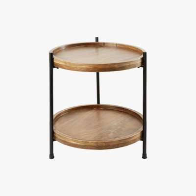 Maisons du Monde Black Metal and Mango Wood Side Table