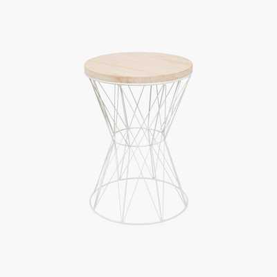 Maisons du Monde Paulownia and White Metal Side Table