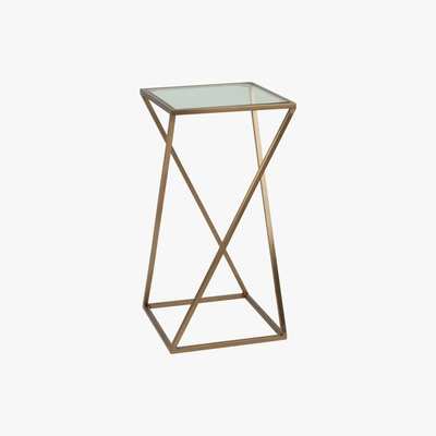Maisons du Monde Matte Gold Metal and Glass Side Table