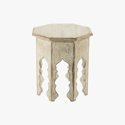 Maisons du Monde PATNA whitewashed wood side table W 49cm