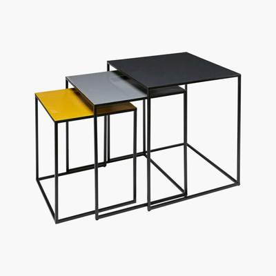 Maisons du Monde Set of 3 tricoloured metal nest of end tables