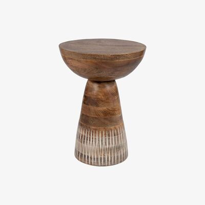 Maisons du Monde Side table in mango wood with carved white print
