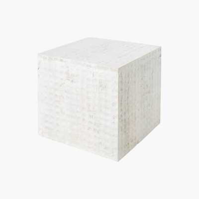 Maisons du Monde Whitewashed Carved Mango Side Table