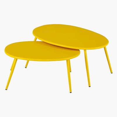 Maisons du Monde Garden nest of tables in yellow metal Lumpa