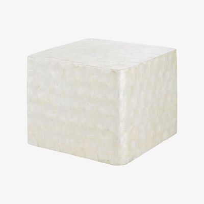 Maisons du Monde Side table in white mother-of-pearl and pine