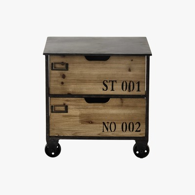Maisons du Monde NATHANIEL metal side table on castors W 39m