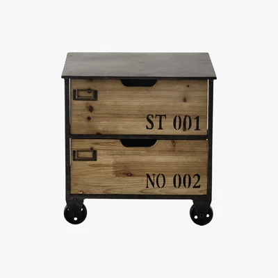 Maisons du Monde NATHANIEL metal side table on castors W 39m