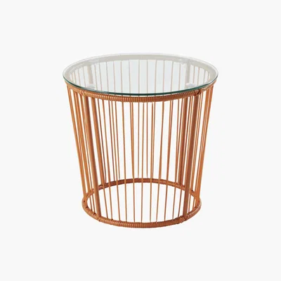 Maisons du Monde Glass and Terracotta Wire Side Table