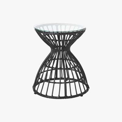 Maisons du Monde Glass and Black Cut Out Metal Side Table